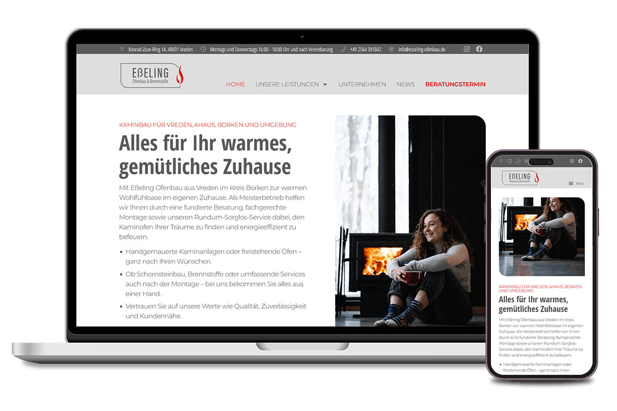 Eßeling Ofenbau – Website-Hero